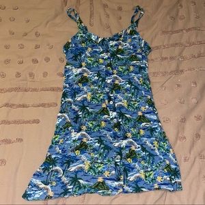 Wild Fable blue palm tree print mini dress size medium